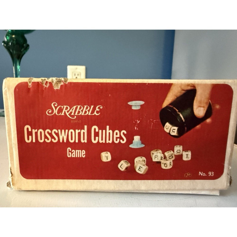 Vintage 1968 Scrabble Crossword Cubes Game Retro Decor Craft Incomplete - Picture 5 of 8